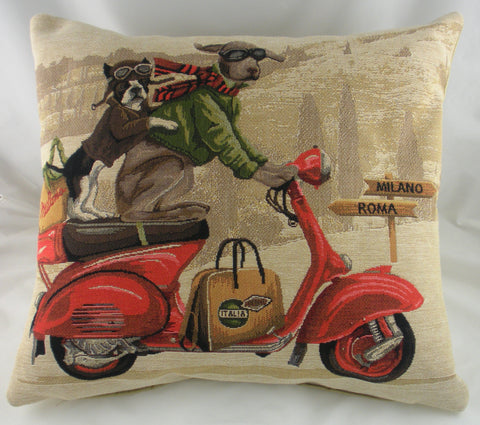 Scooter Dogs Cushion - Red