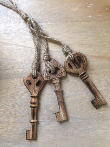 Triple Hanging Wooden Keys