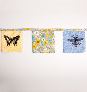 Butterflies and Bee's Floral Fabric Bunting