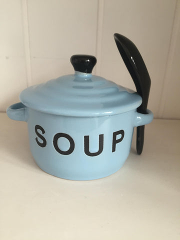 Blue Soup Bowl & Spoon