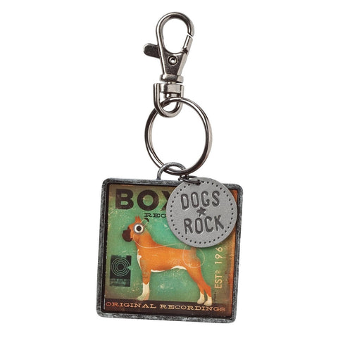 Boxer "Dogs Rock" Keyring