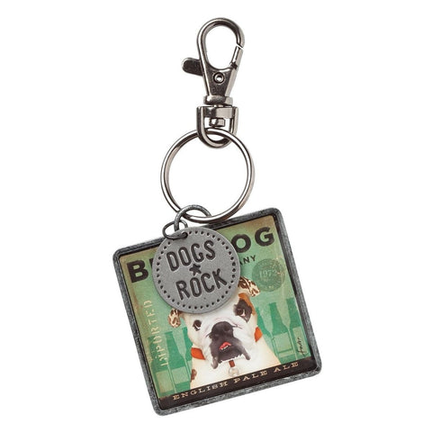 Bulldog "Dogs Rock" Keyring