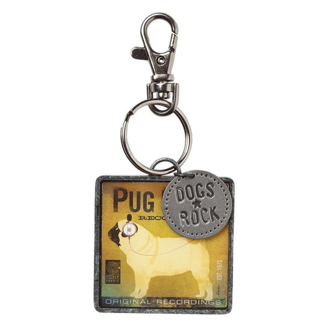 Pug "Dogs Rock" Keyring