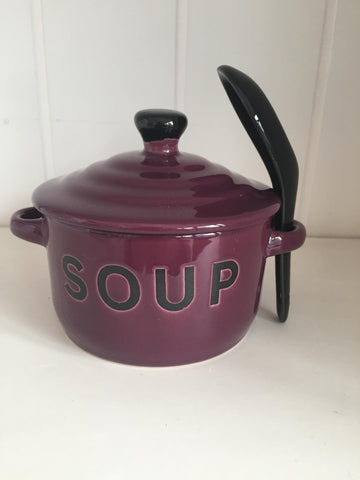 Purple Soup Bowl & Spoon